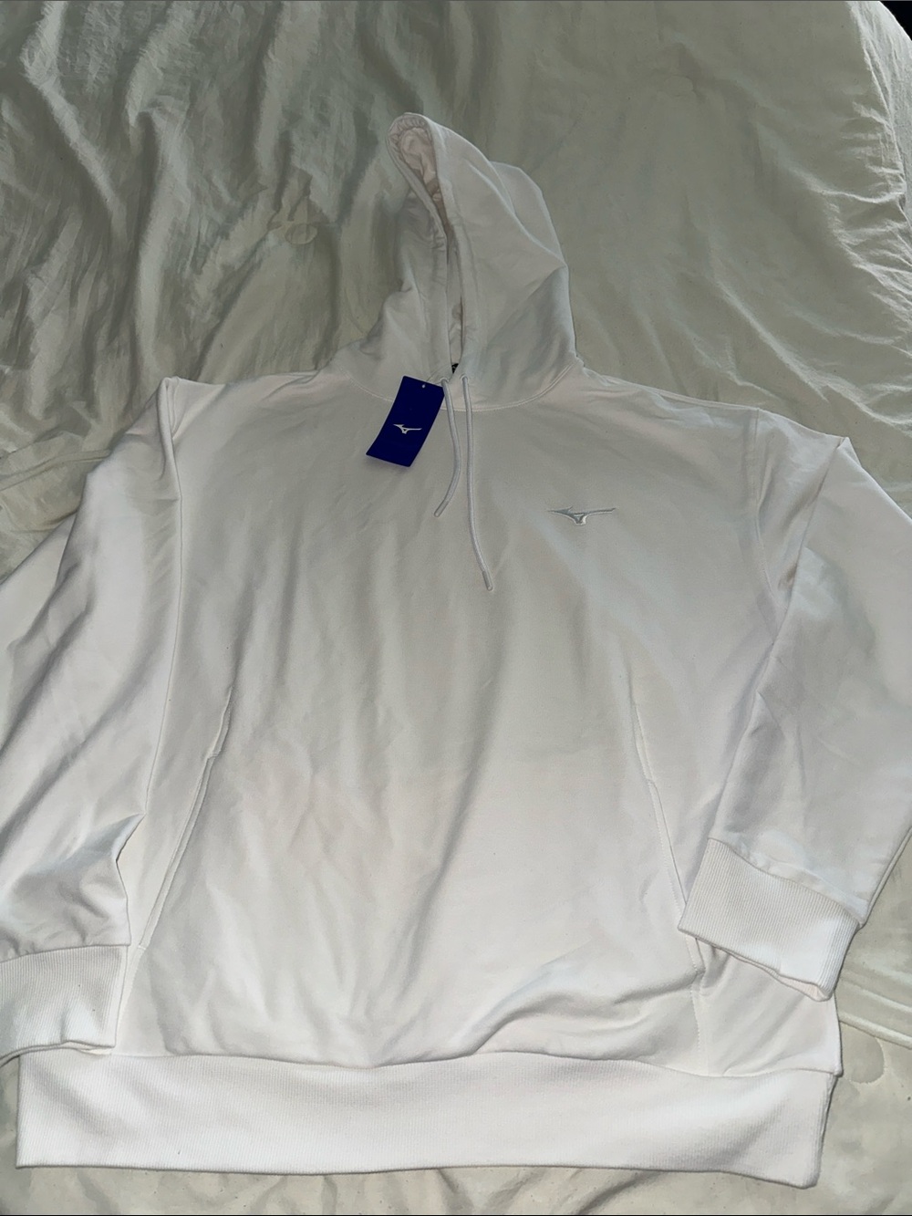 Mizuno White Men's Hooded Pullover Sweatshirt